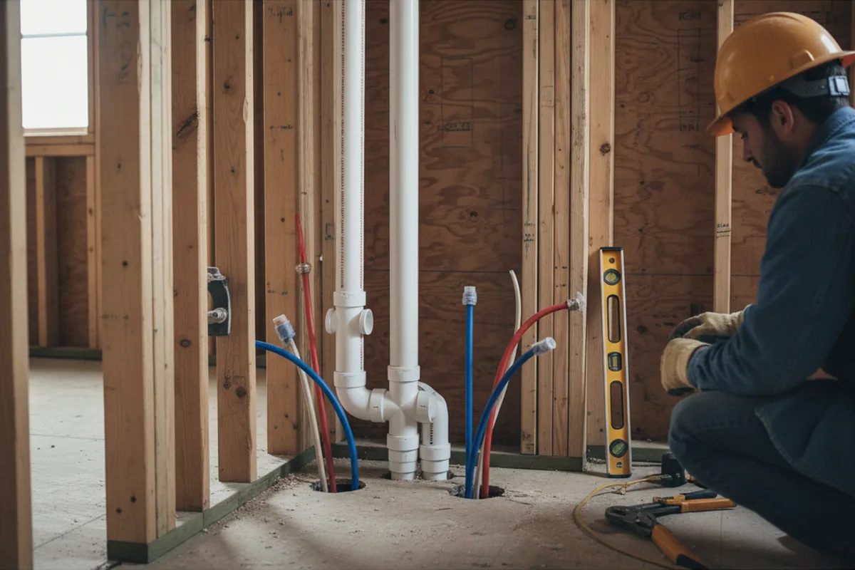 Drain and supply rough-in during Leak Detection in Sanders