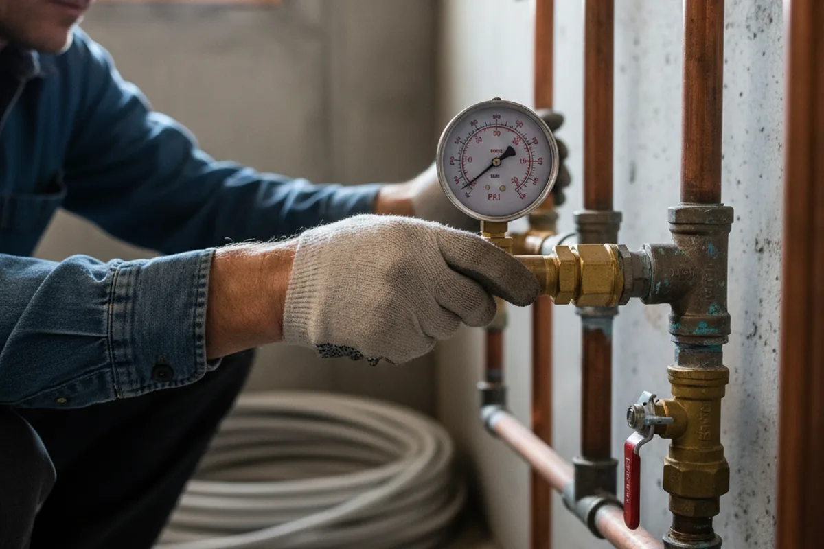Pressure testing a repaired line during Water Line Repair in Sanders